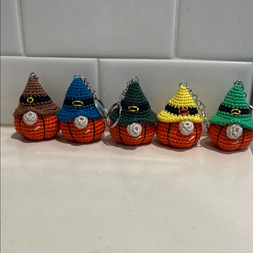 Handcrafted Pumpkin Gnome Keychain Accessory - Fall Halloween Thanksgiving - Picture 2 of 16